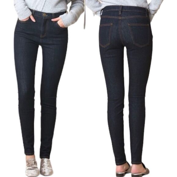 EUC Current Elliott High-waist Skinny Slim Straight Jeans Dark Denim Wash Sz 26 - Picture 1 of 16